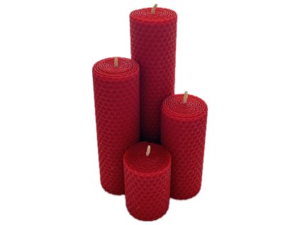 vonia Adventné sviečky z včelieho vosku červená 18,14,10,6 x 4,5 cm